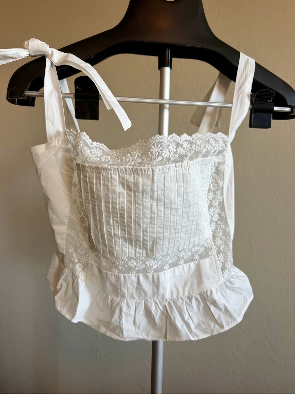 Princess Polly White Lace Tie-Shoulder Camisole